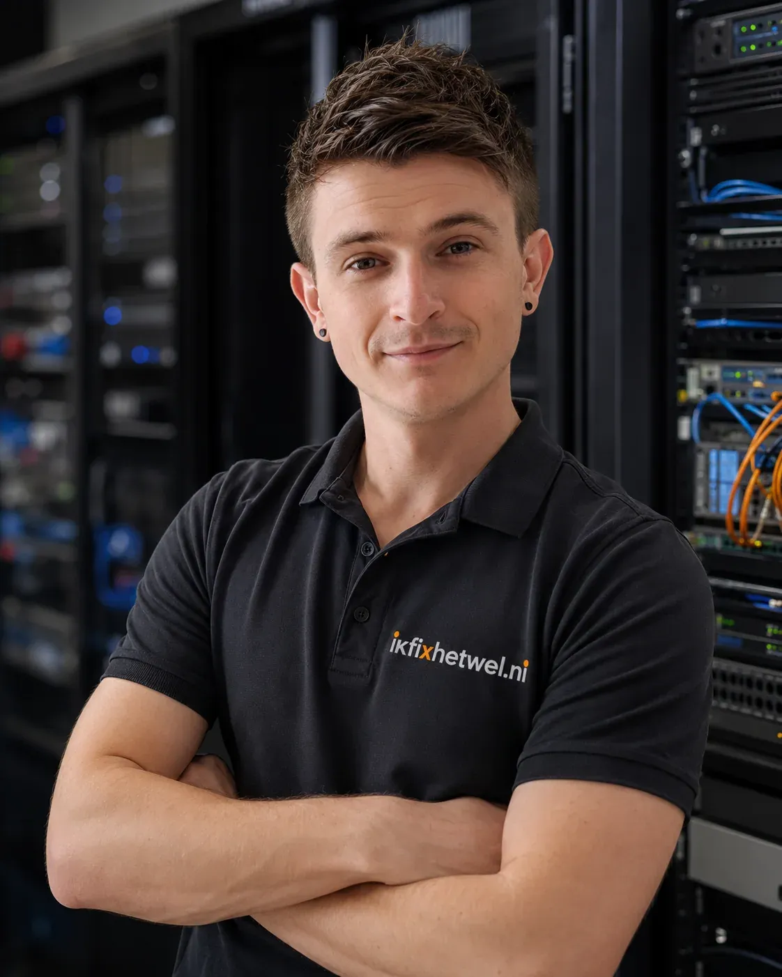 Eigenaar van Ik fix het wel in een serverruimte